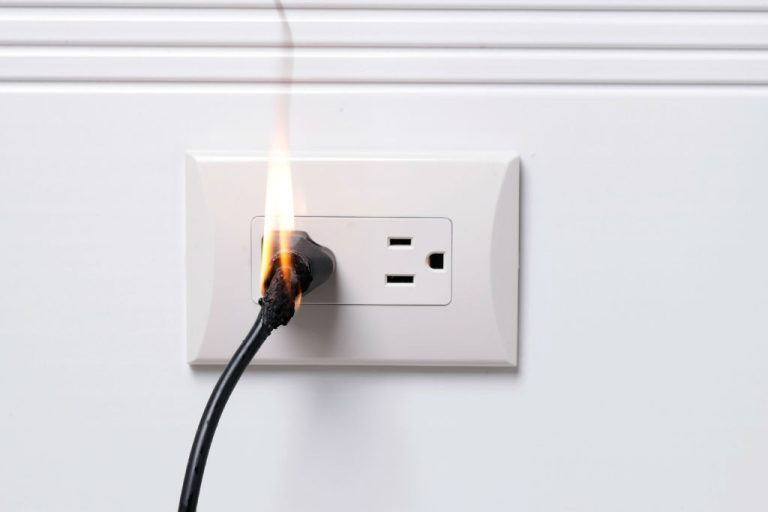 electrical cord on fire